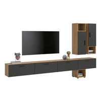 WOHNWAND Primo 6 tlg. (B/H/T: ca. 300/178/34 cm) in Artisan Oak /Basalt grau - Eiche Artisan, Holzwerkstoff (300/178/34cm)