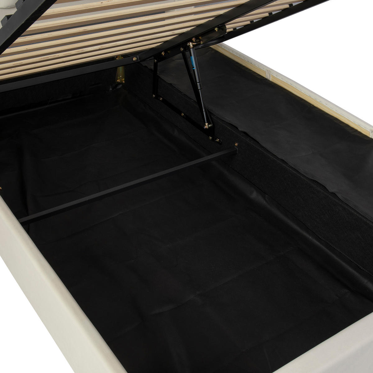 STAURAUMBETT 140/200 cm DE-32734 mit hydraulischem Stauraum und LED Beige - Beige, Holzwerkstoff (140/200cm) - ComfortXL