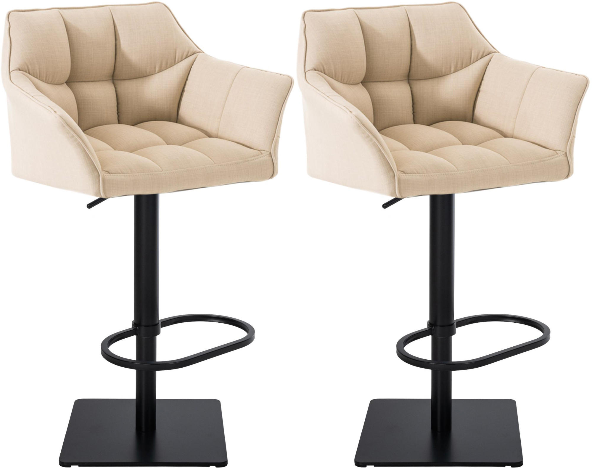 BARHOCKER 2er Set Stoff Creme - Creme/Schwarz, Textil/Metall (64/88/45cm) - CLP