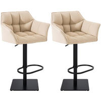 BARHOCKER 2er Set Stoff Creme - Creme/Schwarz, Textil/Metall (64/88/45cm) - CLP