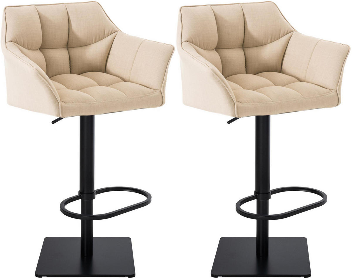 BARHOCKER 2er Set Stoff Creme - Creme/Schwarz, Textil/Metall (64/88/45cm) - CLP