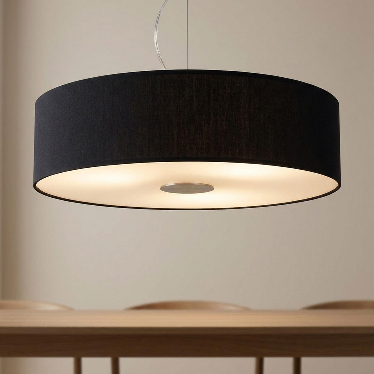 HÄNGELEUCHTE Textilschirm Schwarz gebürstet - Schwarz, Glas (45/45/110cm)