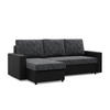 ECKSOFA MIT SCHLAFFUNKTION LUNA, Schwarz + Schwarz - Schwarz, Textil (231/140cm)