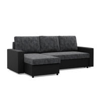 ECKSOFA MIT SCHLAFFUNKTION LUNA, Schwarz + Schwarz - Schwarz, Textil (231/140cm)