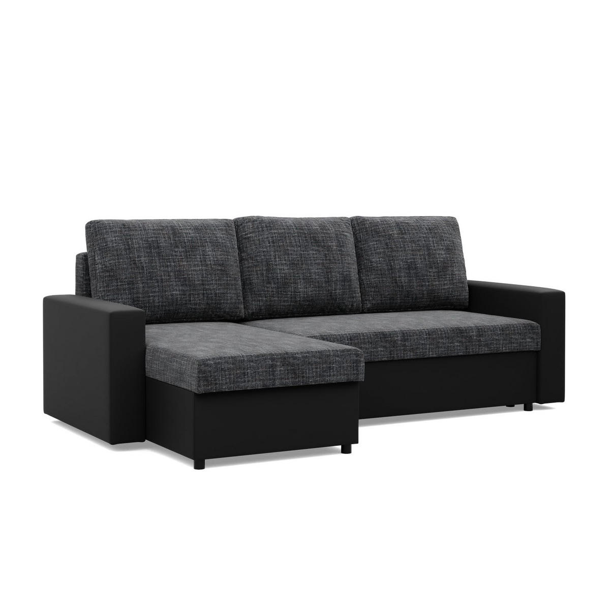ECKSOFA MIT SCHLAFFUNKTION LUNA, Schwarz + Schwarz - Schwarz, Textil (231/140cm)