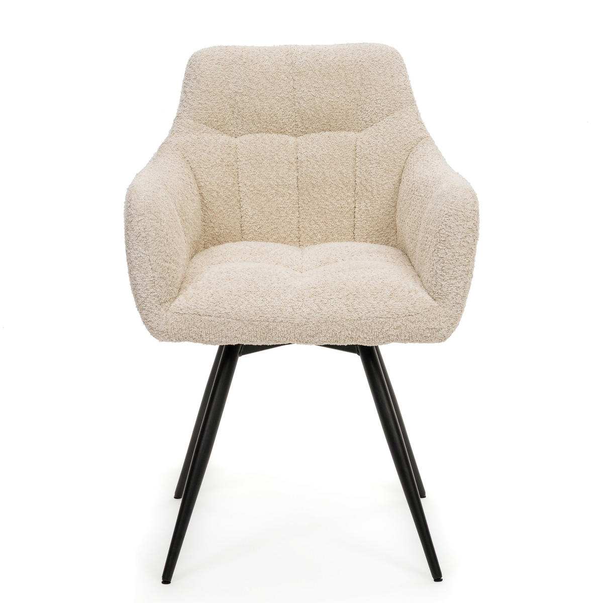 STUHL FANO drehbar gepolsterter mit Steppung - creme - Boucle - Creme/Schwarz, Textil/Metall (58/83/59cm) - NEW HOME