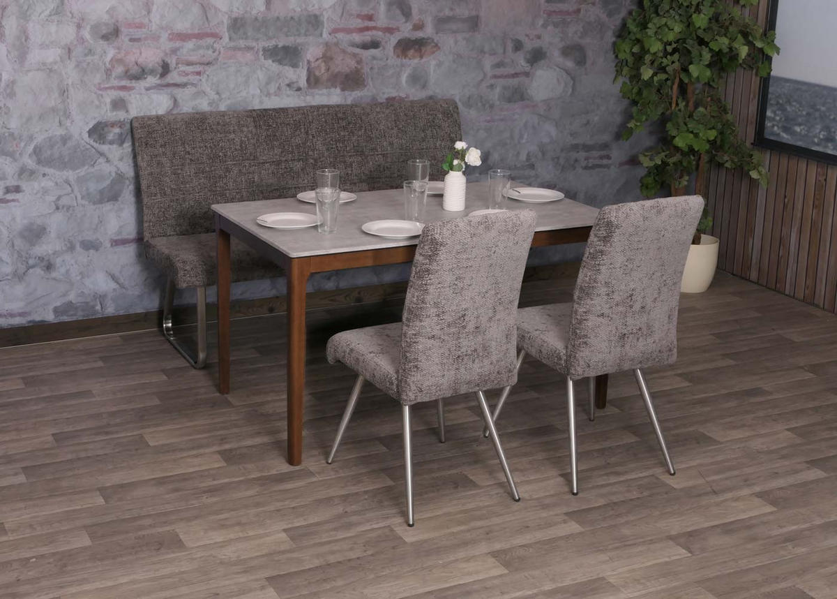 ESSZIMMER-SET Grau 3er-Set - Grau, Textil (160/100/65cm) - MCW