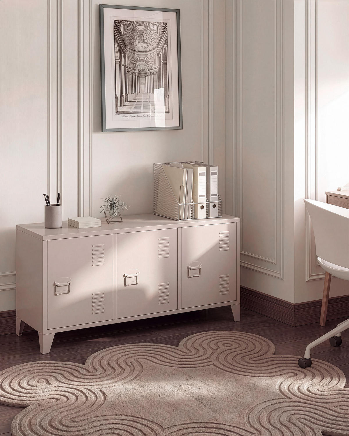 BÜROSCHRANK Metall Beige Cardiff - Beige, Metall (120/60/40cm) - Beliani