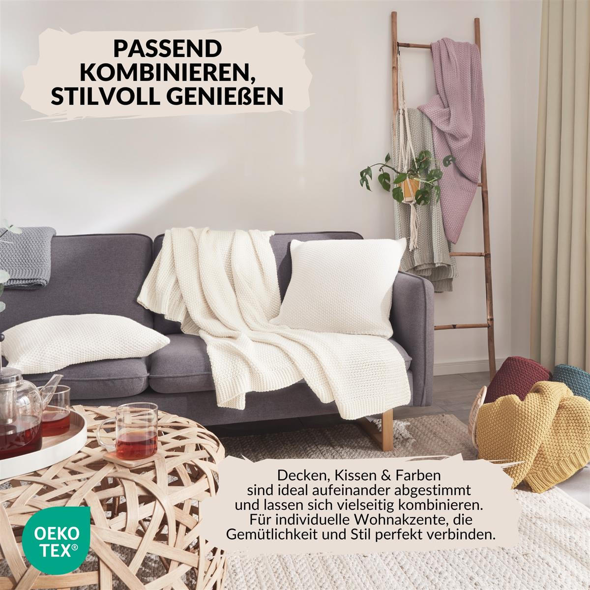 STRICKDECKE 130x170 cm, Kuscheldecke aus 100% Polyacryl, Flauschige Wohnzimmer Wohndecke für Sofa, Bett, Couch - Salbei Grün - Grün, Textil (130/170cm) - Carpe Sonno