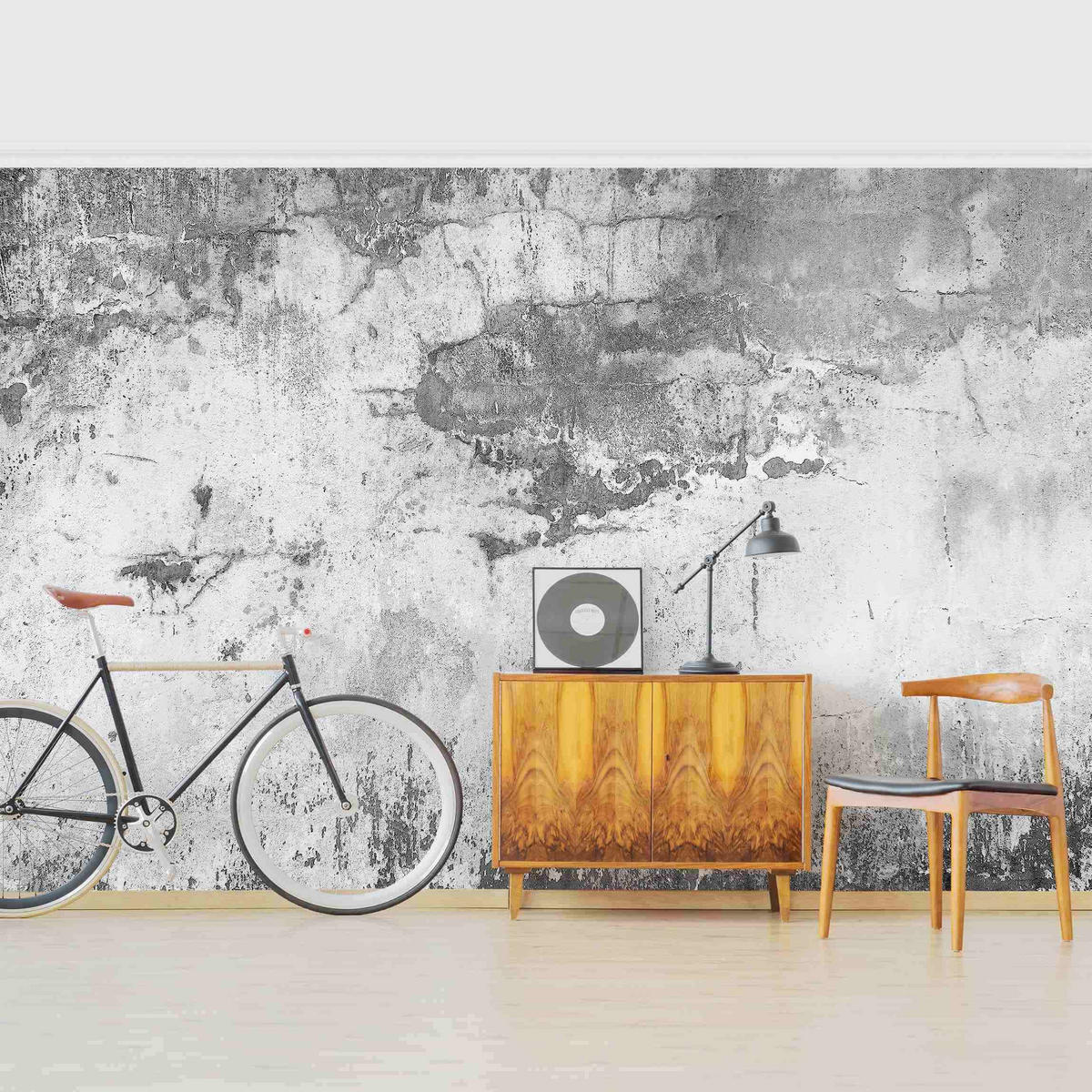 FOTOTAPETE Grunge Betonwand Grau 288/190 cm - Grau, Papier (288/190cm) - Bilderwelten