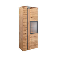 VITRINE Wildeiche / Zerreiche 80x45x204 natur geölt NEW AMSTERDAM #08 - Naturfarben, Holz (80/204/45cm) - Massivmoebel24