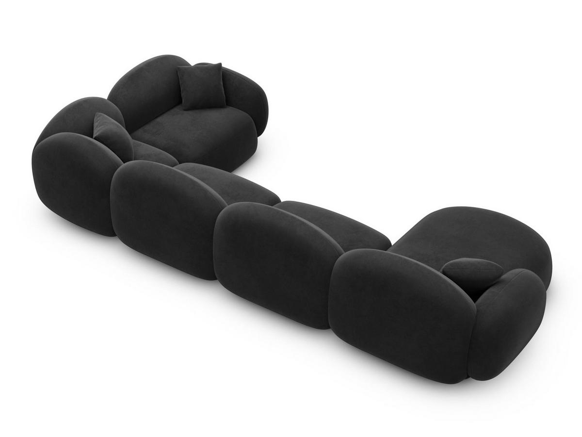 WOHNLANDSCHAFT Mirello U-Form Schwarz Samtstoff - Schwarz, Kunststoff (333/77/193cm)