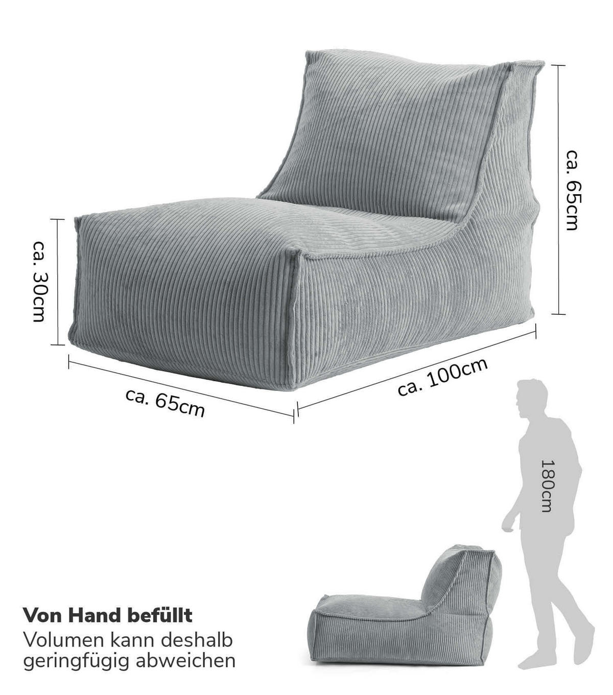 SITZSACK Cord Der Gelassene - Grau, Textil (100/65/65cm) - Mokebo