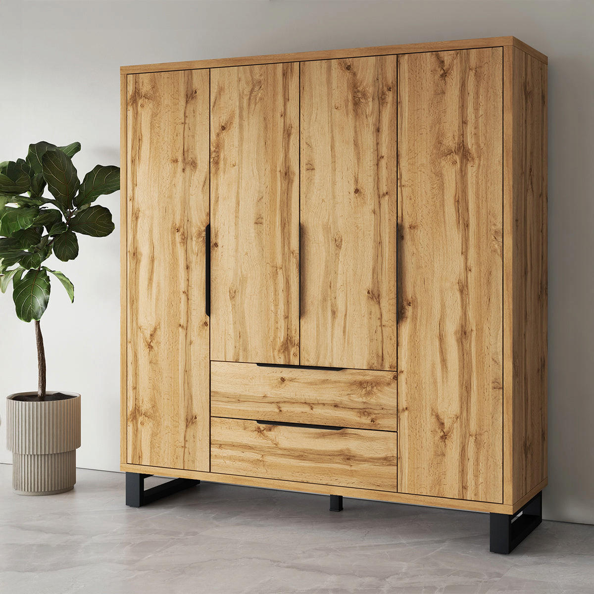 SKRIŇA 4 dvere Eden Drevo - hnedá, kompozitné drevo (190.7/210.3/60cm) - Petits-meubles