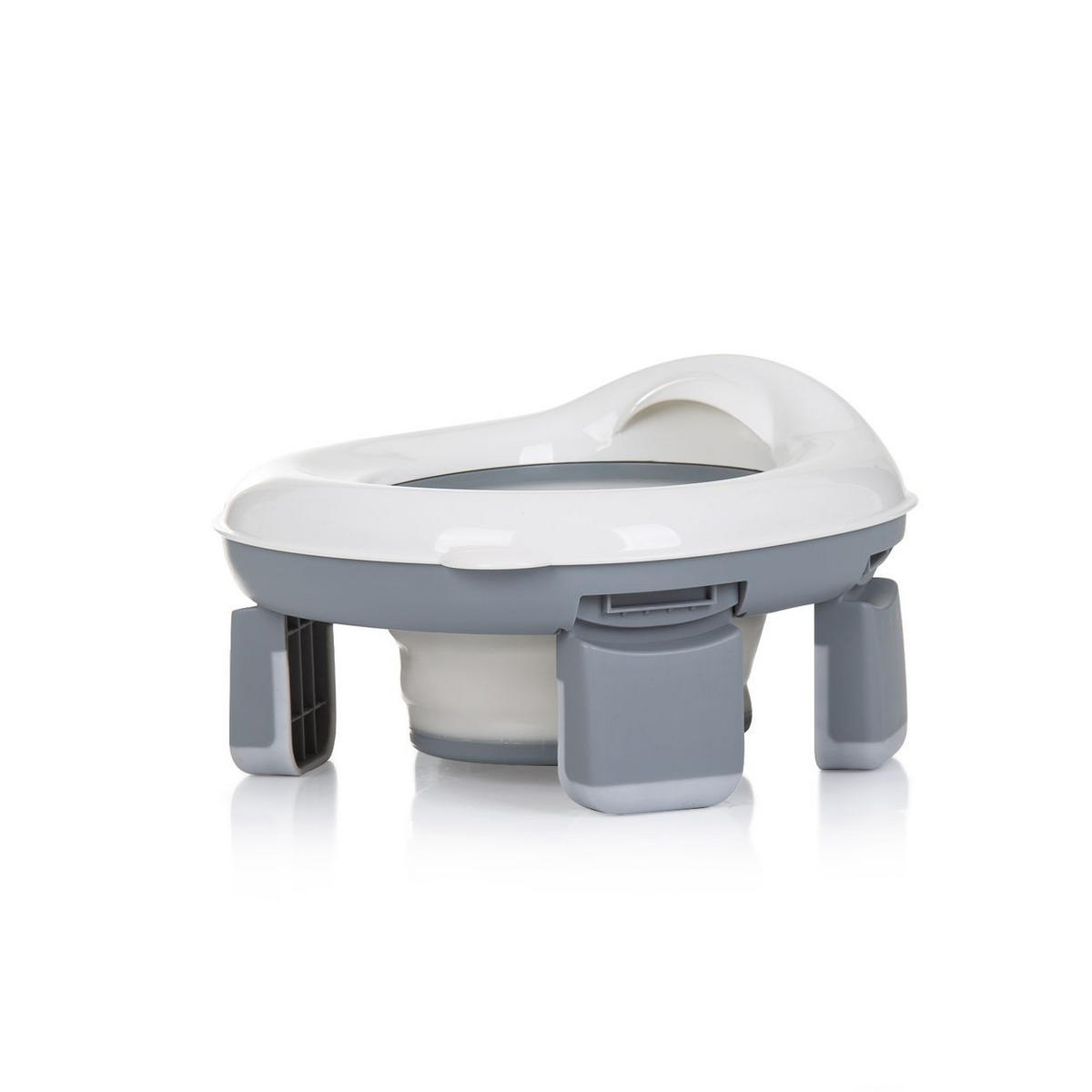 TOILETTENTRAINER Viaggio 2 in 1 grau Töpfchen, faltbar, Tragetasche, Spritzschutz, abnehmbarer Behälter - Grau, Kunststoff (26/28cm) - Chipolino
