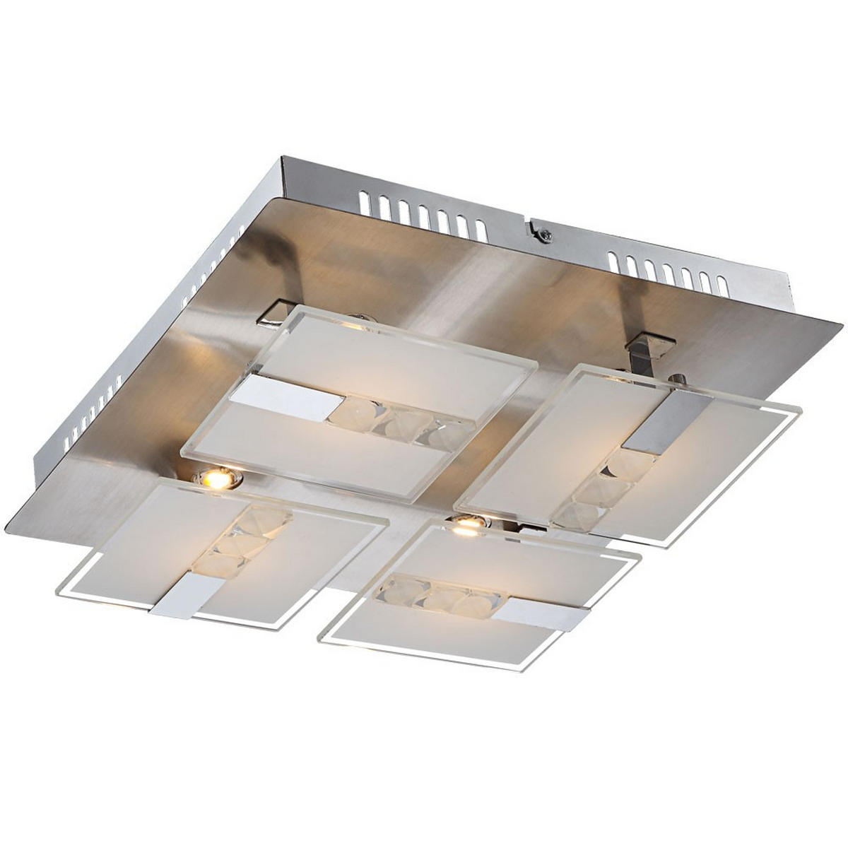 LED DECKENLEUCHTE SEIKE Silber Glas satiniert - Silberfarben, Glas (30/30/9cm) - Globo Lighting