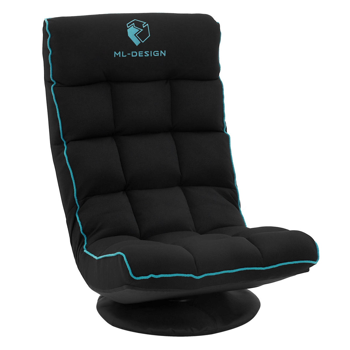 GAMINGOVÁ ŽIDLE NA PODLAHU Černá-tyrkysová látkový potah 360° otočná a nastavitelná - černá/tyrkysová, textil (56/85/92cm) - ML-DESIGN