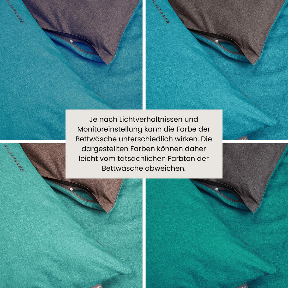 BETTWÄSCHESET Doubleface - Renforcé - 2-teilig - 155 x 220 cm - Türkis-Dunkelgrau - Türkis/Dunkelgrau, Textil (155/220cm) - SCHIESSER