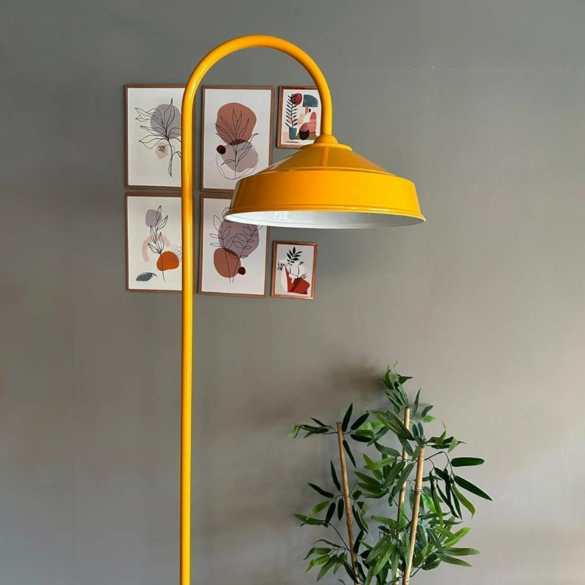 STEHLEUCHTE Bogen 180 Cm - Gelb, Metall (37/37/180cm) - Bamyum