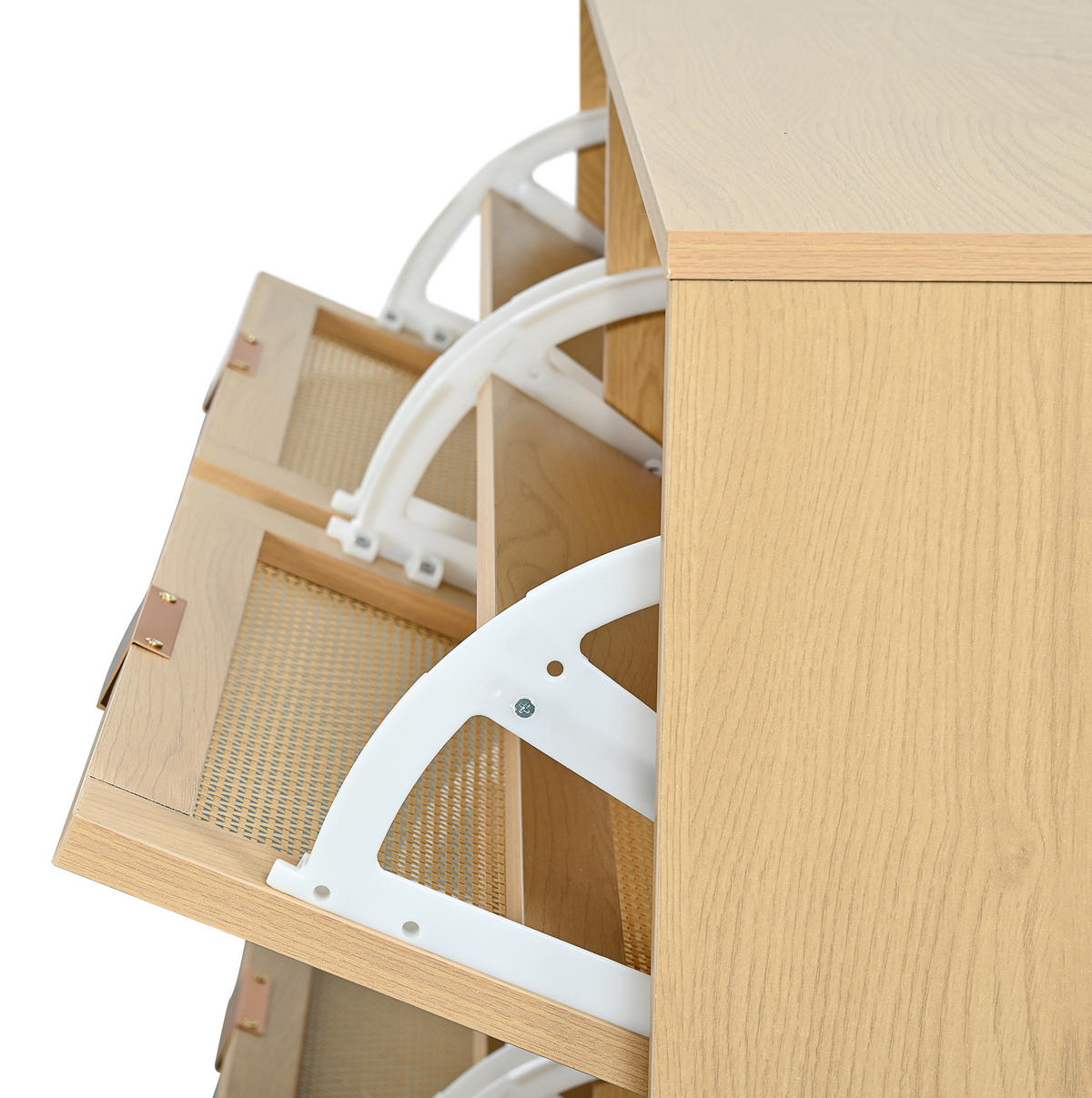 SCHUHSCHRANK mit 4 Klappen 100 x 25 x 90 cm Light Oak - Braun, Holz (25/90/100cm) - Beauniv