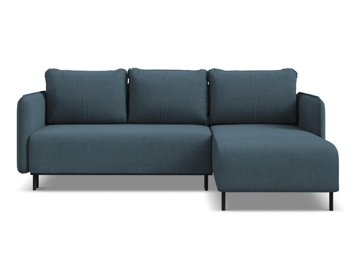 ECKSOFA mit Schlaffunktion Strukturstoff Stoff Blau - Blau/Blaugrau, Holz/Textil (236/162cm) - Makamii