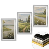 WANDBILDER 3er Set - 40x60 cm Silberner Rahmen - Frühlingslandschaft Flusswiese - Silberfarben, Kunststoff (40/60cm) - ArtPrintCave