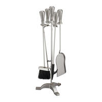 5-TLG.KAMINBESTECK-SET - Silberfarben, Metall (22/64/20cm) - Relaxdays