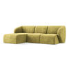 ECKSOFA Links Chenille Stoff Grün - Limette/Schwarz, Holzwerkstoff/Kunststoff (248/166cm) - Makamii