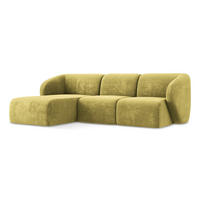 ECKSOFA Links Chenille Stoff Grün - Limette/Schwarz, Holzwerkstoff/Kunststoff (248/166cm) - Makamii