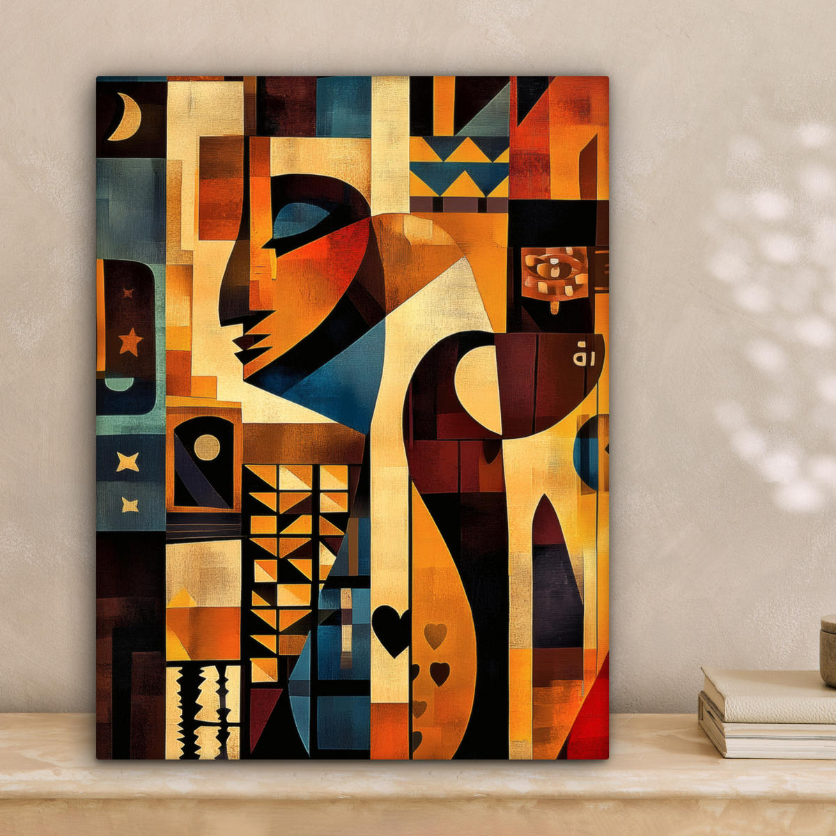 LEINWANDBILD Figuren - Abstrakt - Symbole 30x40 cm - Terracotta, Textil (30/40cm) - MuchoWow