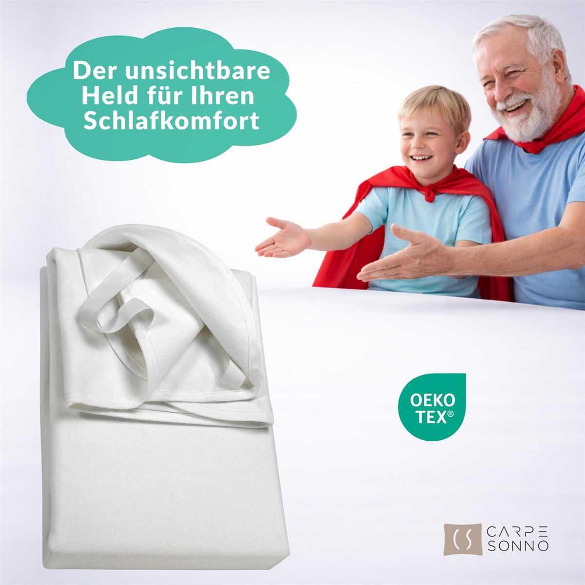 MOLTON-MATRATZENSCHONER 90x200 wasserdicht - Inkontinenz Matratzenschutz Auflage wasserfest - Matratzenauflage 90 x 200 cm Made in Germany - Weiß, Textil - Carpe Sonno