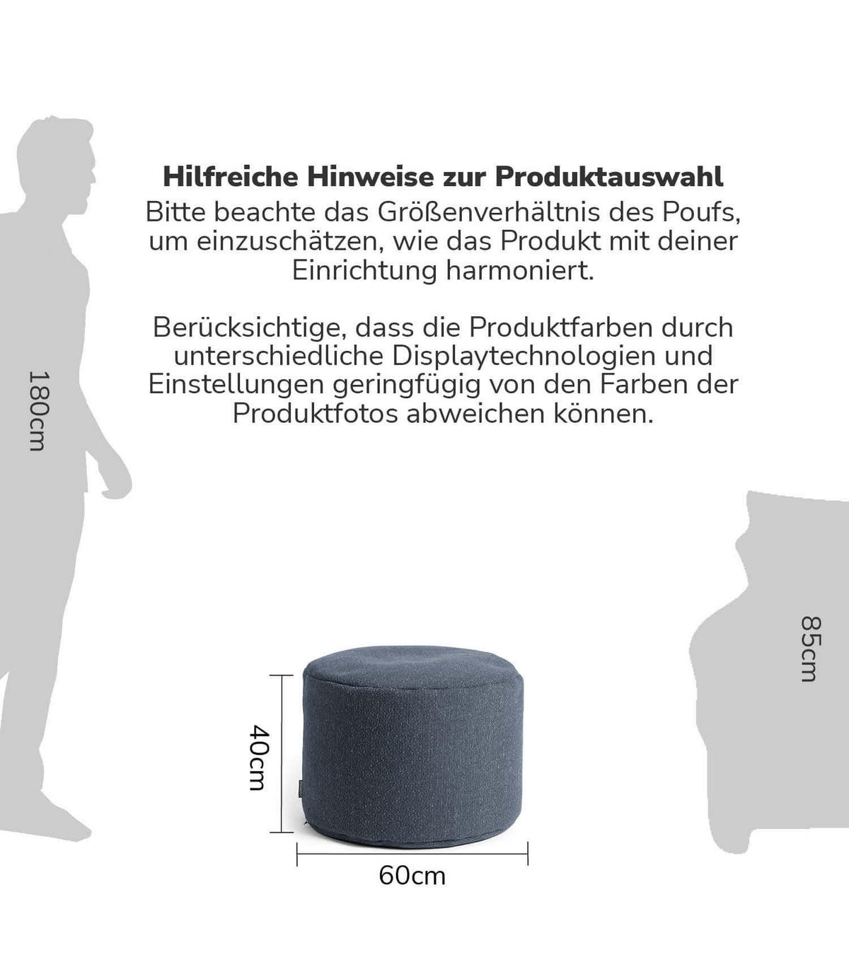 POUF Der Ruhepouf - Dunkelblau, Textil (60/40/60cm) - Mokebo