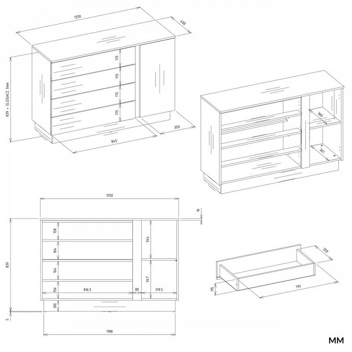 KOMMODE Kaschmir 125/84/40 - Kaschmir, Holzwerkstoff (125/84/40cm) - RAUMHIRSCH FURNITURE