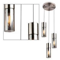 HÄNGELEUCHTE Metall Rauchglas Silber 3-flammig - Silberfarben, Glas (30/30/150cm) - Globo Lighting