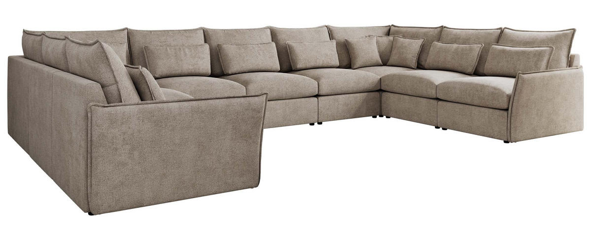 WOHNLANDSCHAFT VERSO U 9M Beige Struktur - Beige/Schwarz, Kunststoff/Textil (442/93/270cm) - MKS