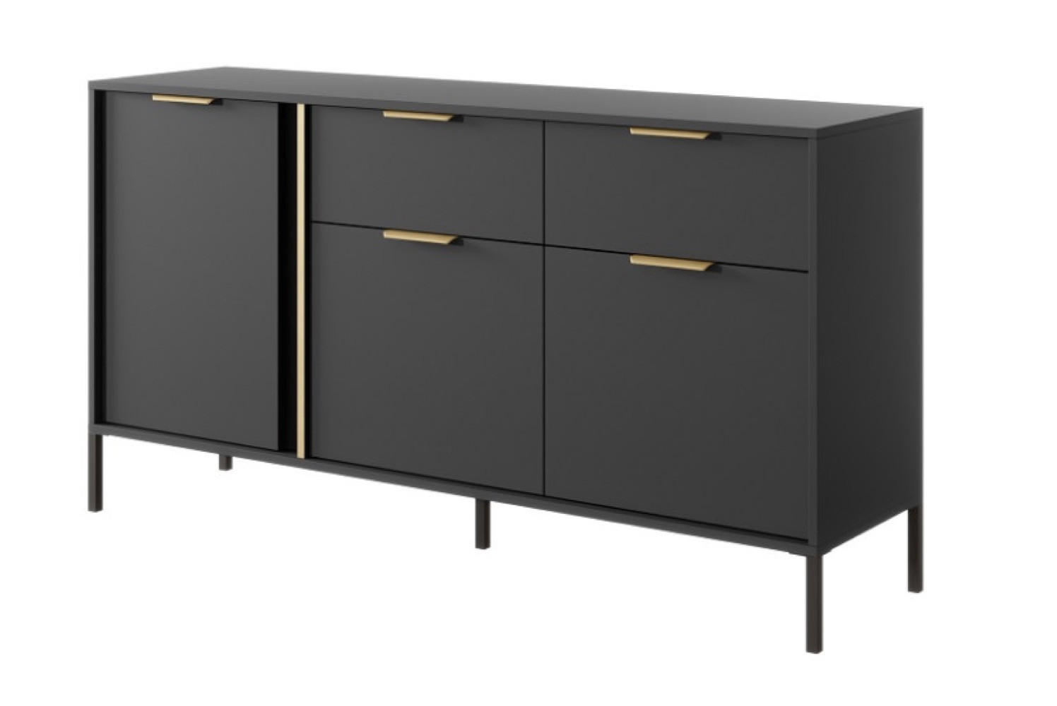 SIDEBOARD Anthrazit LARYSA B Mit Metallgestell 153.1x39.5x81.4 cm - Graphitfarben, Holzwerkstoff (153.1/81.4/39.5cm) - Sepro Meble