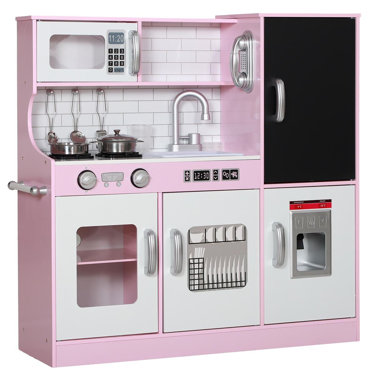 SPIELKÜCHEN-SET DE-10448 mit Eismaschine, Herd & Tafel Pink - Pink, Holzwerkstoff (83.8/26.8/81cm) - ComfortXL
