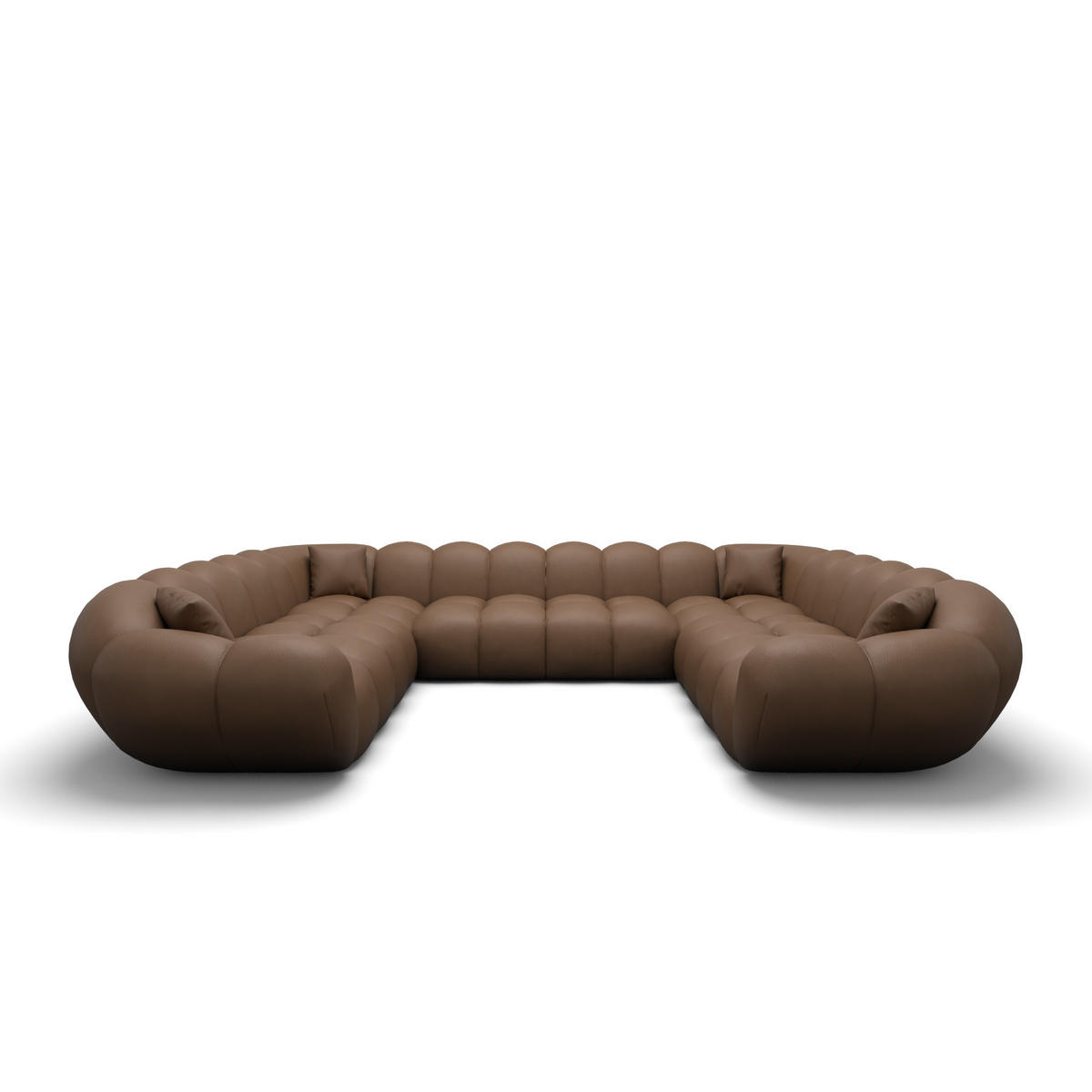 WOHNLANDSCHAFT Liva Braun Kunstleder U-Form XXL Panorama - Braun, Kunststoff (316/70/258cm) - VAROYAL