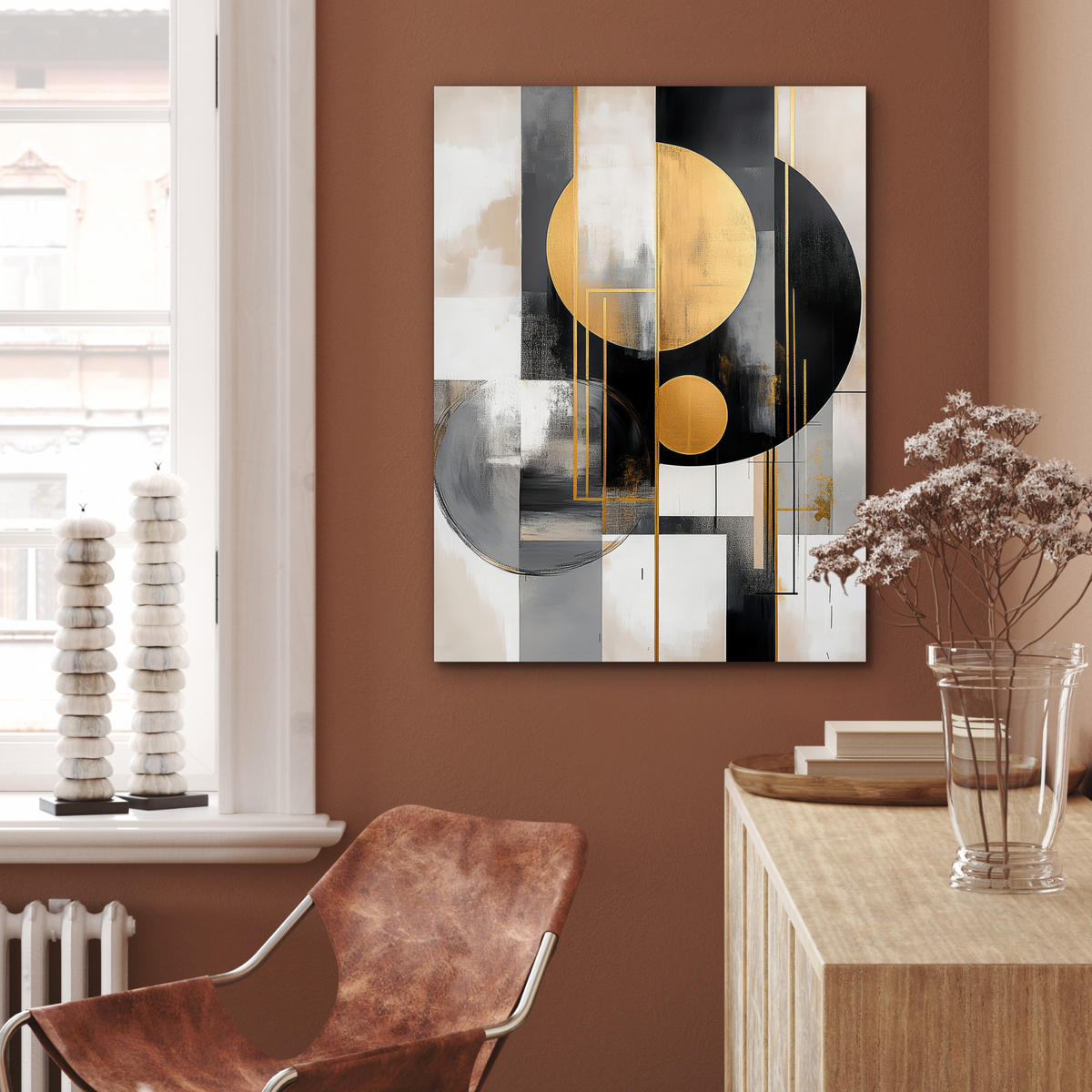 KOVOVÝ OBRAZ Abstraktné - Zlato - Striebro - Tvary - Estetické - Moderné 60x80 cm - zlatá, kov (60/80cm) - MuchoWow