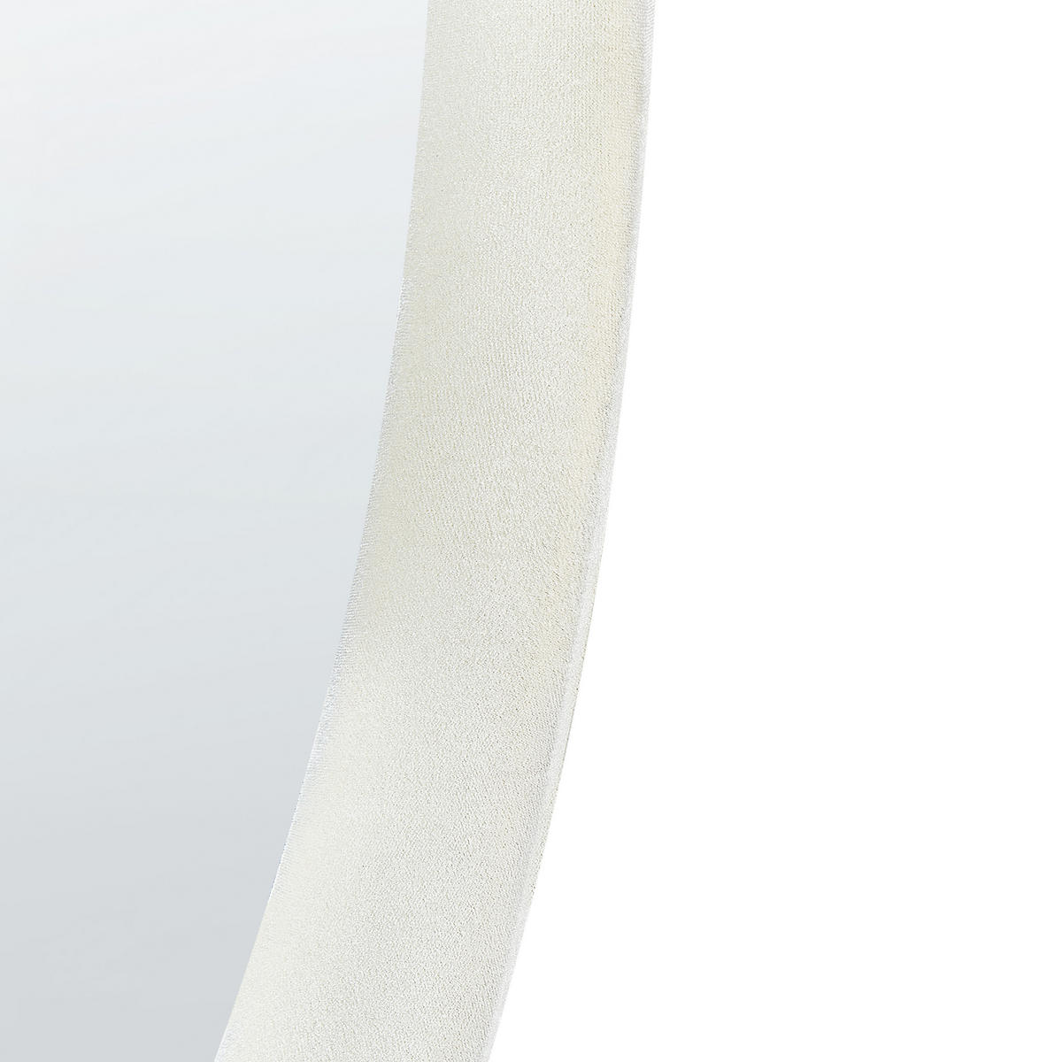 WANDSPIEGEL Samtstoff weiß oval 60/90 cm Audes - Weiß, Textil (60/90/4cm) - Beliani