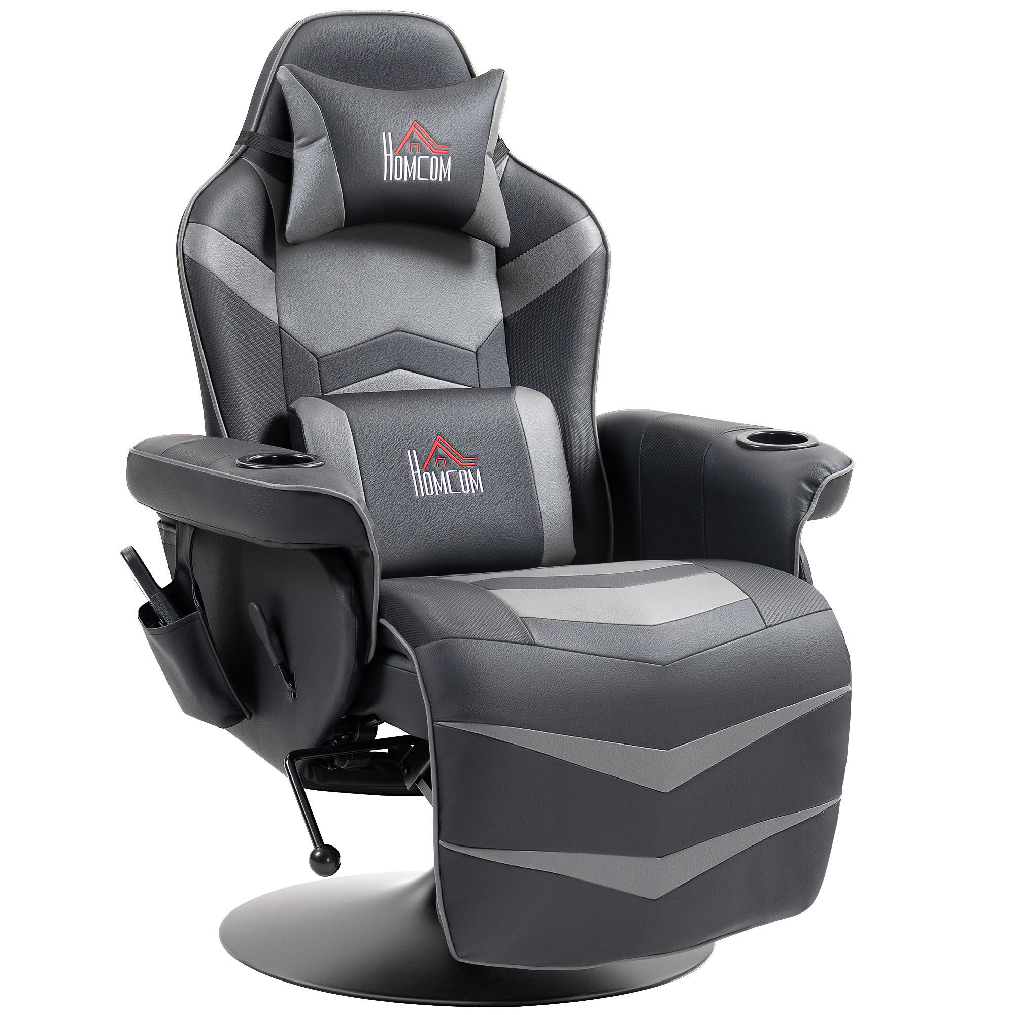 RELAXSESSEL mit Massagefunktion, Kissen, Kunstleder, Grau - Grau, Leder (82.5/111.5/79.5cm) - HOMCOM