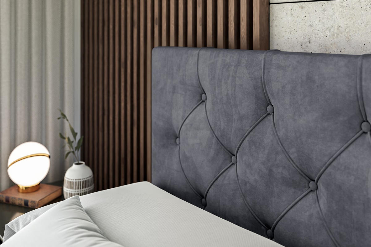 BOXBETT mit Matratze H3 und Lattenrost - MIRAGE - 160x200 Dunkelgrau - Dunkelgrau, Holzwerkstoff (160/200cm) - ALTDECOR