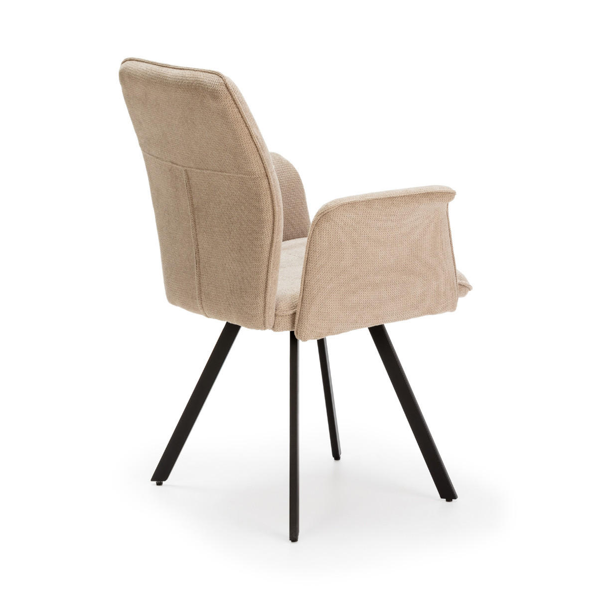 SESSEL (Set aus 2) aus stoff mit schwarzen metallbeinen - mery 62/60/47 cm - Beige, Textil (60/47/62cm) - Calicosy