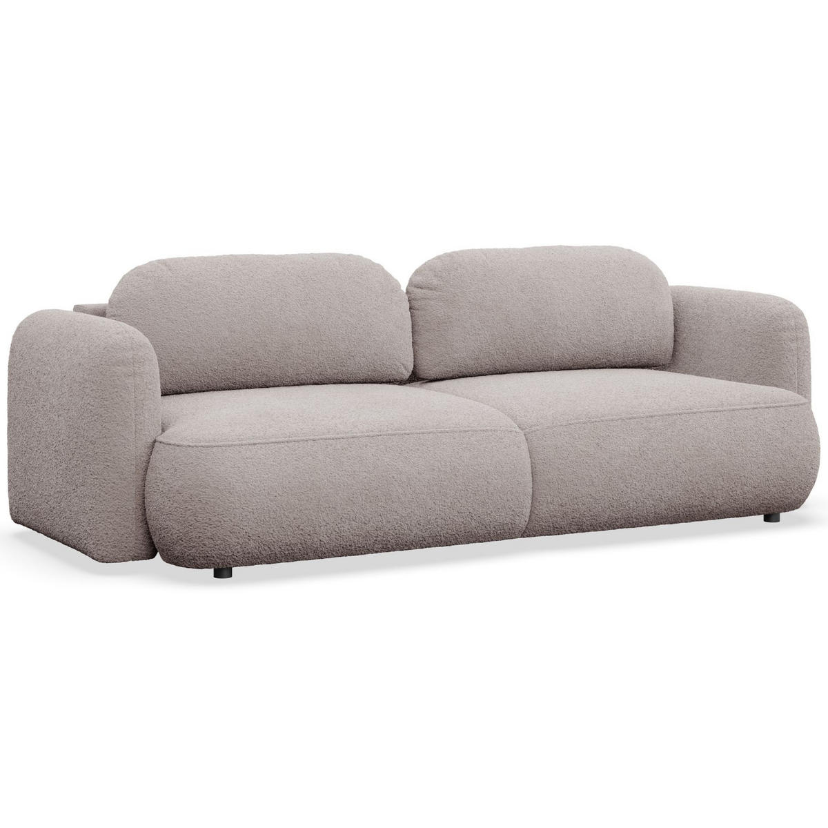3-SITZER SCHLAFSOFA Tvoya Graubeige Bouclé - Taupe/Schwarz, Kunststoff/Textil (253/82/110cm) - Selsey