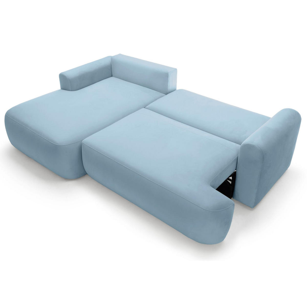 ECKSOFA Ovo Hellblau mit wasserabweisendem Samtbezug - Schwarz/Hellblau, Kunststoff/Textil (260/165cm) - Selsey