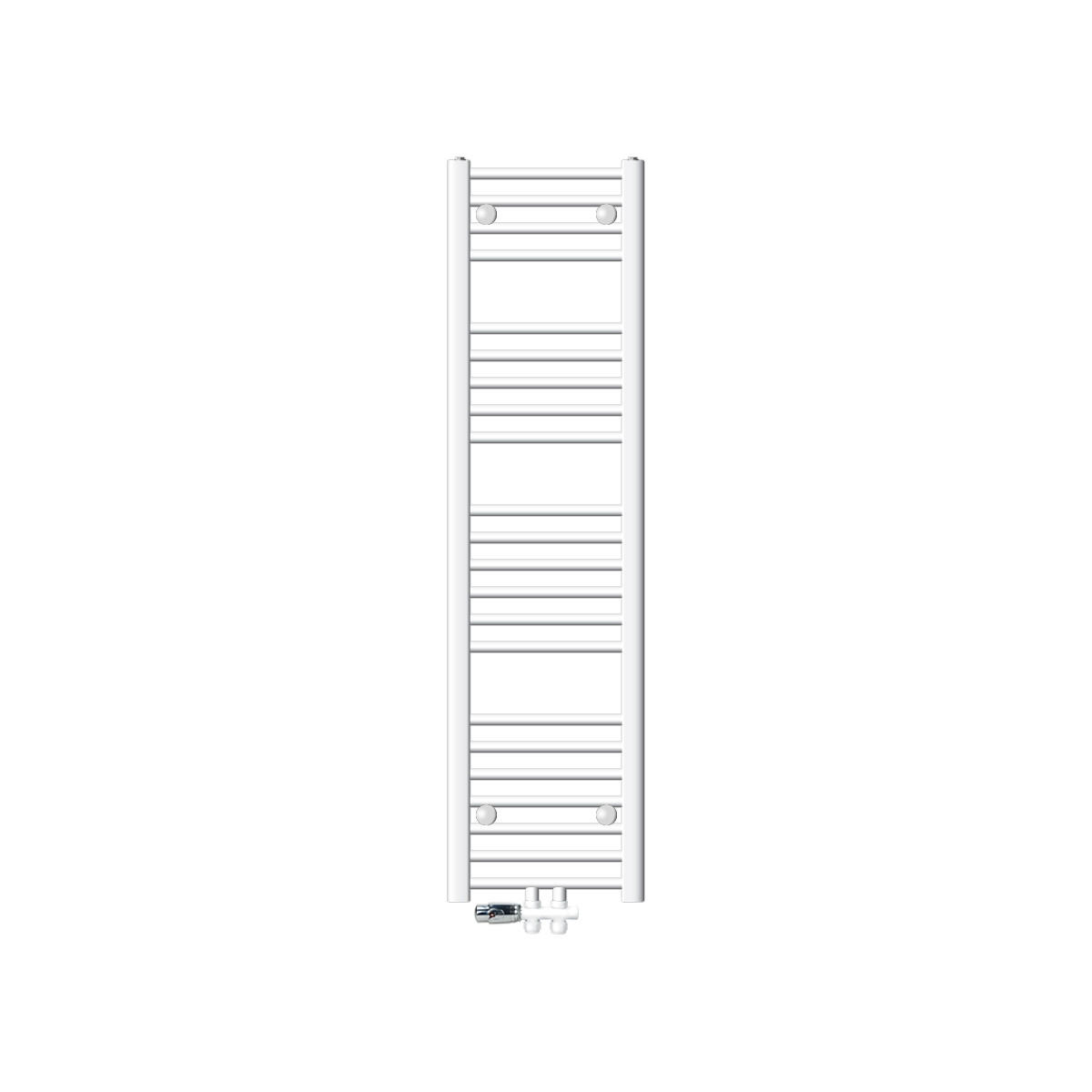 BADHEIZKÖRPER Sahara 300x1400 mm Weiß gerade mit Ventil Durchgang - Weiß, Metall (30/140/3cm) - LuxeBath