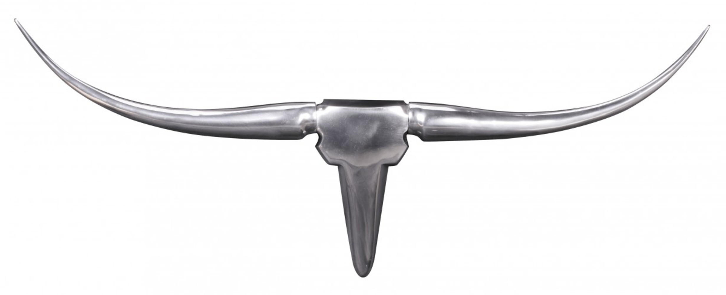 WANDDEKO Bull Geweih aus Aluminium 125 cm Breite, Silber 74x5x35 cm - Silberfarben, Metall (74/35/5cm) - KADIMA DESIGN