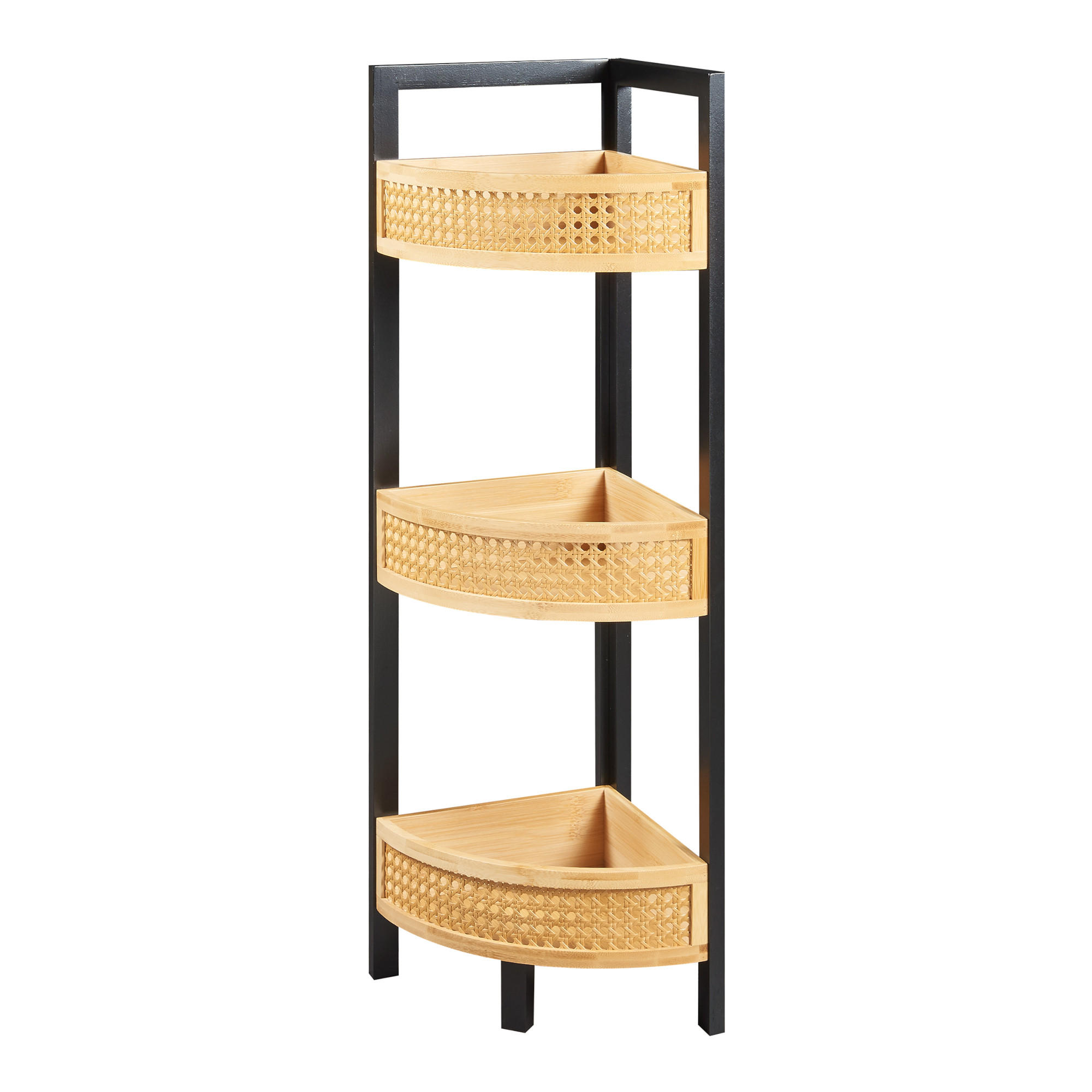 ECKREGAL Tervola - Schwarz/Naturfarben, Holz/Holzwerkstoff (23/80/23cm) - [en.casa]