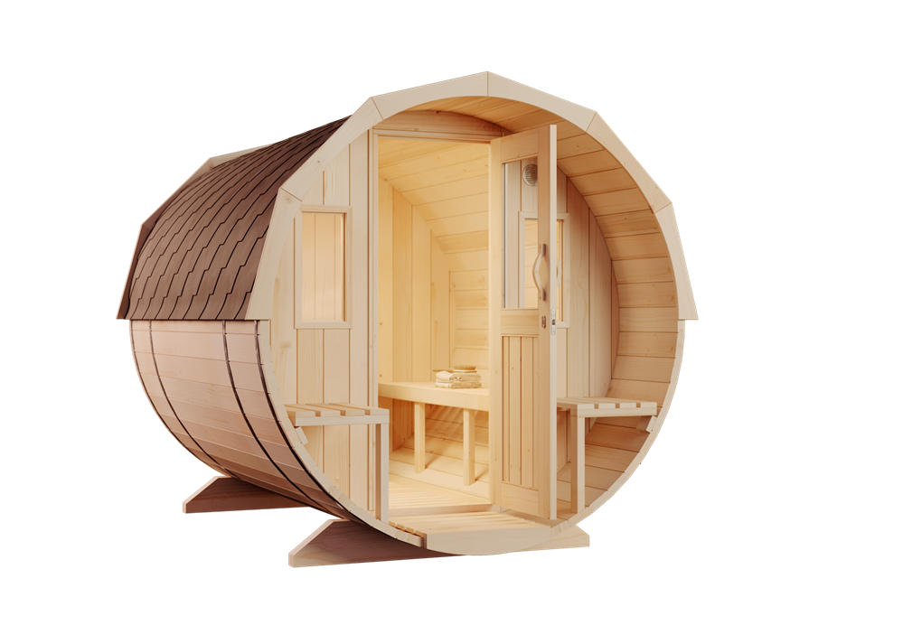 FinnTherm Fasssauna Natur 220x231x280 cm