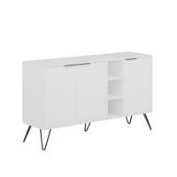 SIDEBOARD 3 Nischen und 3 Türen L142 cm - Clara - Weiß, Holzwerkstoff (35.6/83/142cm) - Calicosy